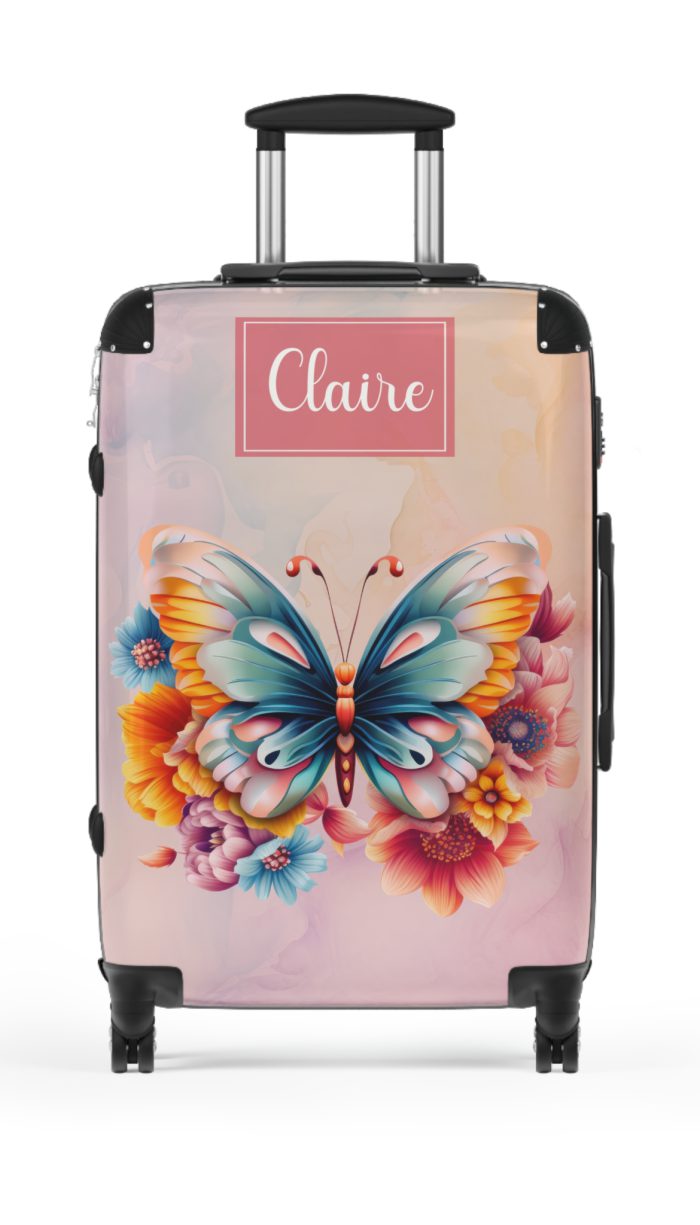 Custom Butterfly Suitcase - Personalized for a touch of elegance, expressing individuality with vibrant butterfly designs for your travel companion.