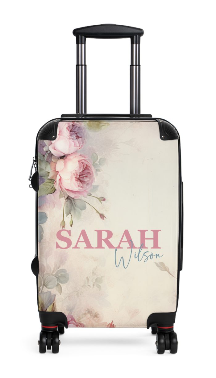 Custom Pastel Floral Suitcase - A unique way to express your travel style with personalized pastel florals.