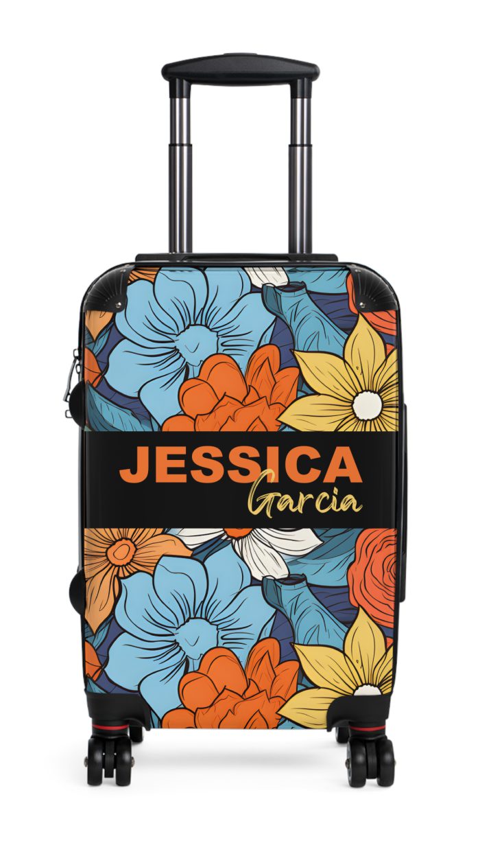 Custom Retro Floral Suitcase - Craft a personalized travel companion with unique retro floral designs reflecting your style and wanderlust.
