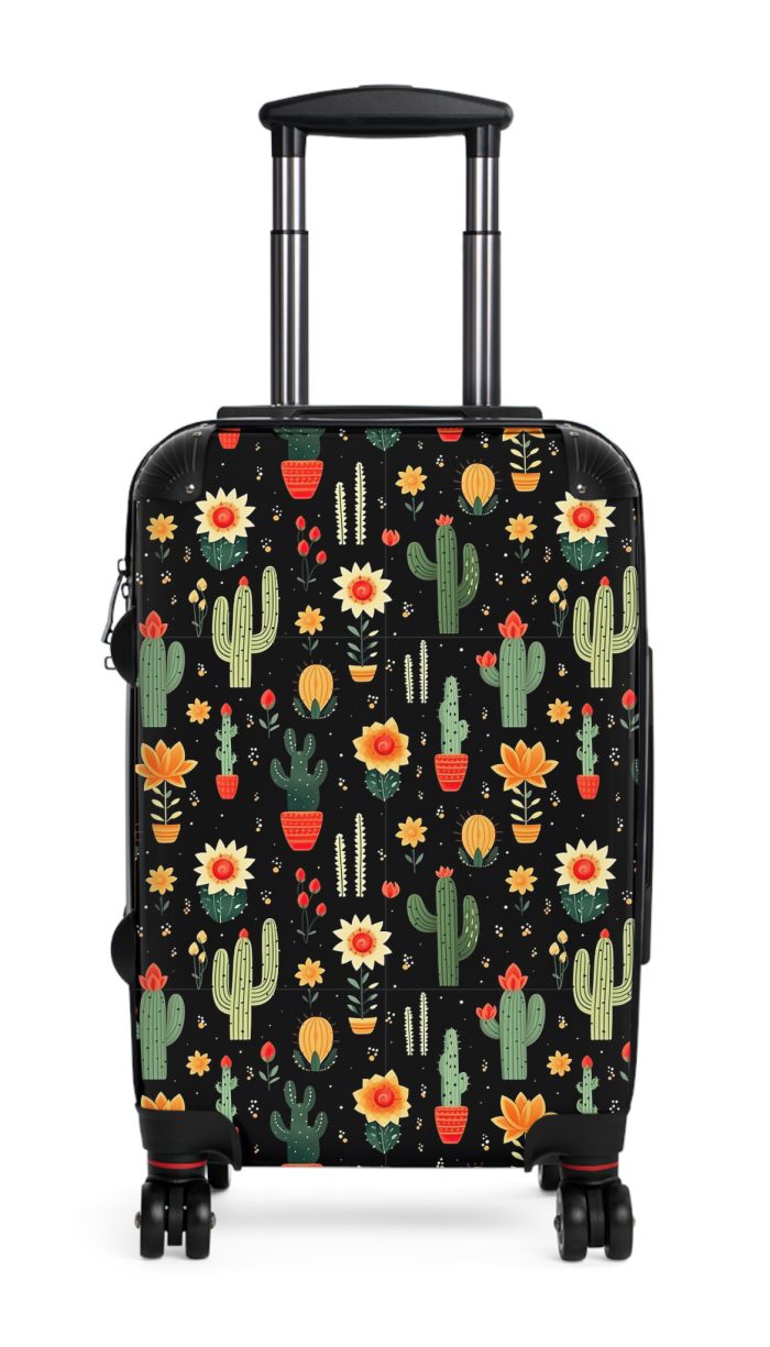 Cactus Floral Suitcase - A stylish travel companion adorned with a captivating cactus floral pattern.