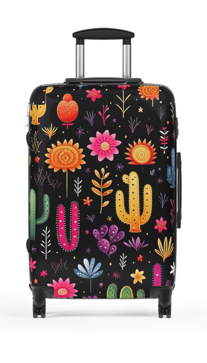 Cactus Floral Suitcase - A stylish travel companion adorned with a captivating cactus floral pattern.