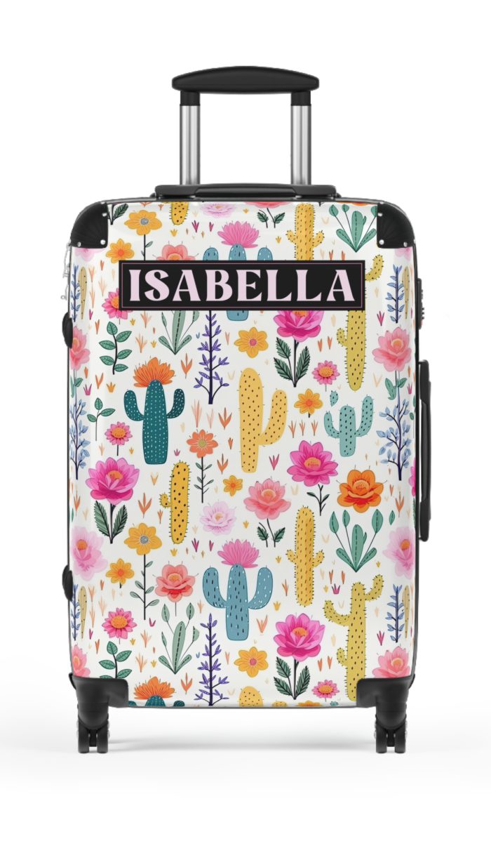 Custom Cactus Floral Suitcase - A unique travel statement adorned with your personalized cactus floral pattern.
