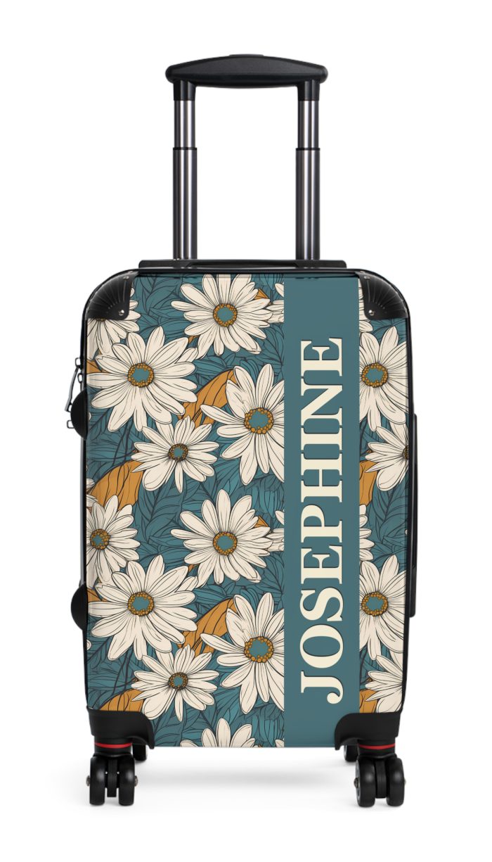 Custom Retro Daisy Suitcase - Vintage-inspired suitcase personalized with daisy motifs for a unique travel experience.