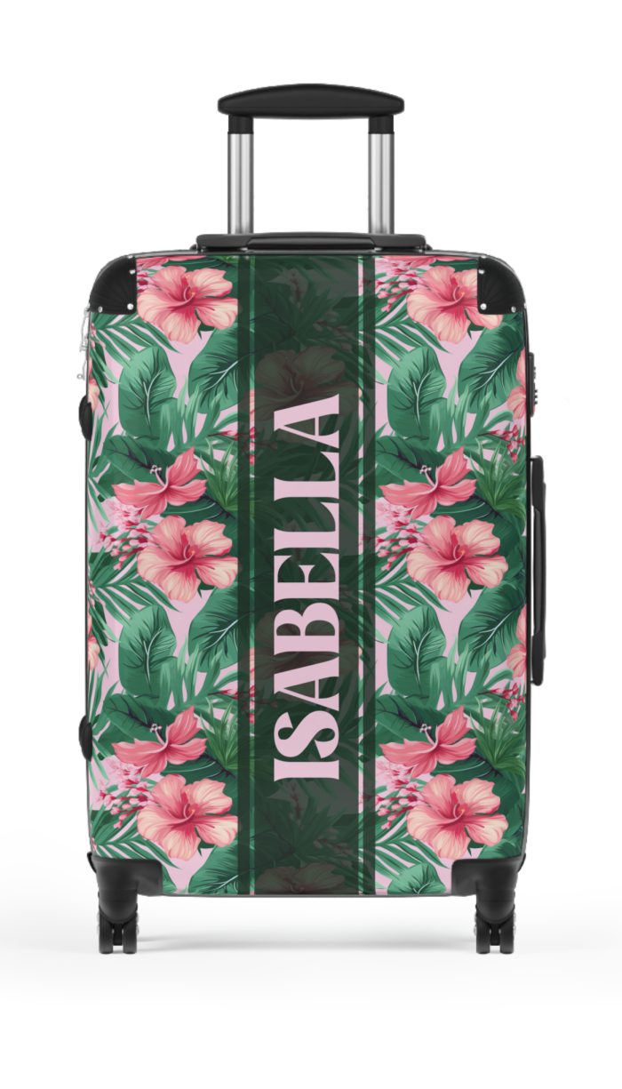 Custom Tropical Floral Suitcase - Express your unique travel style with personalized tropical florals.