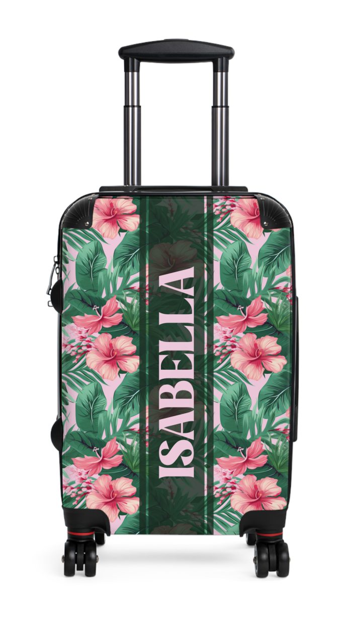 Custom Tropical Floral Suitcase - Express your unique travel style with personalized tropical florals.