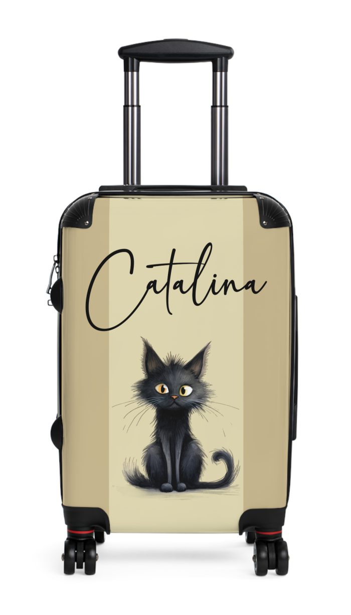 Custom Black Cat Suitcase - A chic and playful travel companion featuring sleek black design and adorable cat illustrations for a whimsical touch.