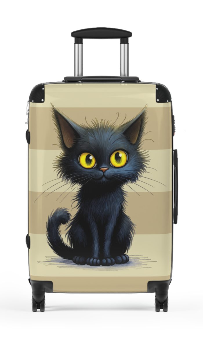 Black Cat Suitcase - A stylish travel companion featuring a sleek black design adorned with charming cat illustrations for a touch of whimsy.