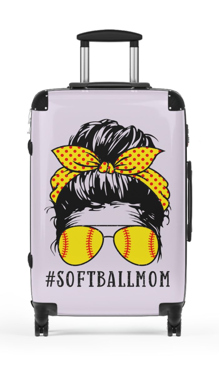 Softball Mom Suitcase - A personalized luggage choice designed for moms who love softball, featuring unique softball-themed accents.