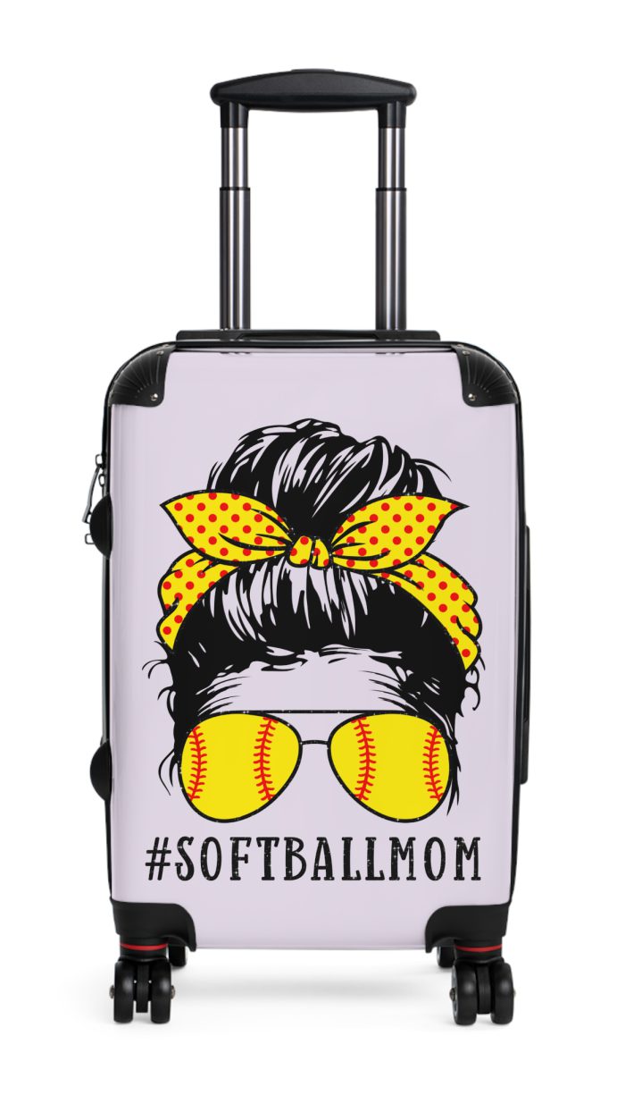 Softball Mom Suitcase - A personalized luggage choice designed for moms who love softball, featuring unique softball-themed accents.