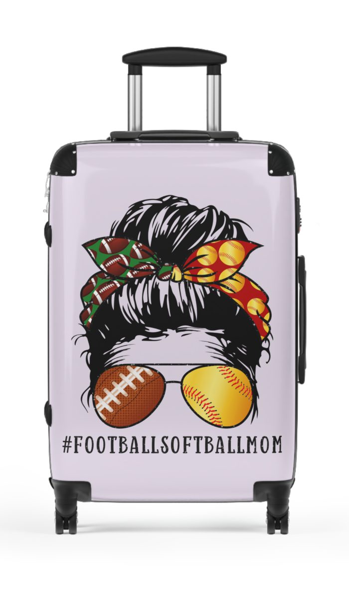 Football Softball Mom Suitcase - A stylish and versatile companion for moms cheering on football fields and softball diamonds.