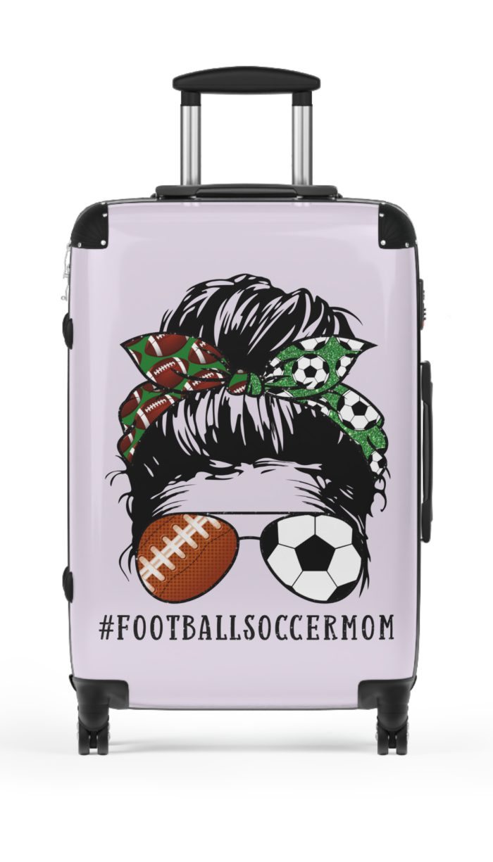 Football Soccer Mom Suitcase - A stylish companion for moms juggling soccer matches and football games.