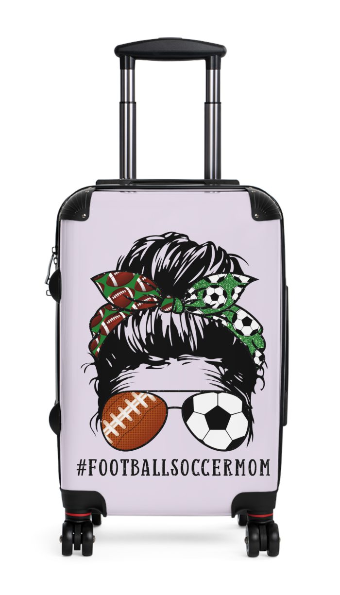 Football Soccer Mom Suitcase - A stylish companion for moms juggling soccer matches and football games.