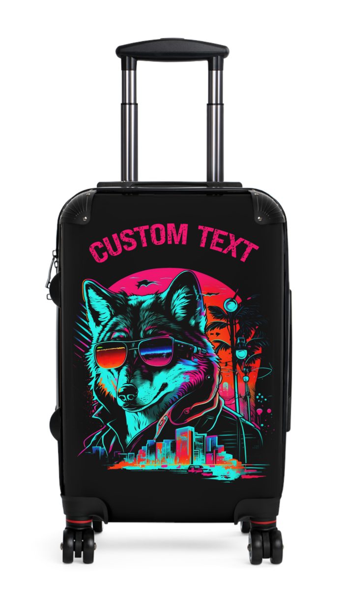 Custom Gangster Wolf Suitcase - Edgy luggage featuring a personalized gangster wolf design for the adventurous traveler.