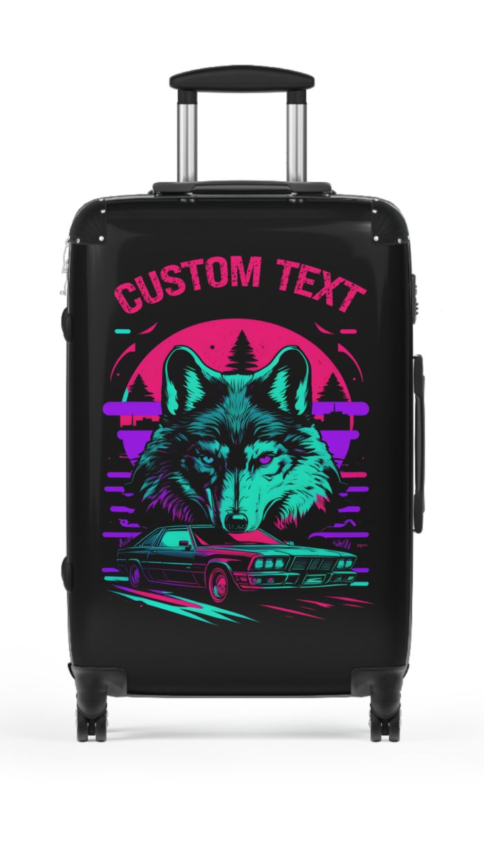 Custom Gangster Wolf Suitcase - Edgy luggage featuring a personalized gangster wolf design for the adventurous traveler.