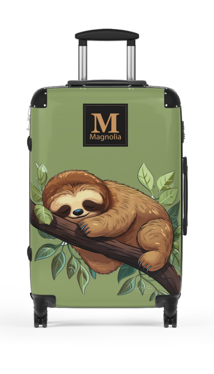 Whimsical Custom Cute Sloth suitcase, a durable and personalized travel companion. Crafted with chosen cute sloth designs, it's perfect for enthusiasts on the go.