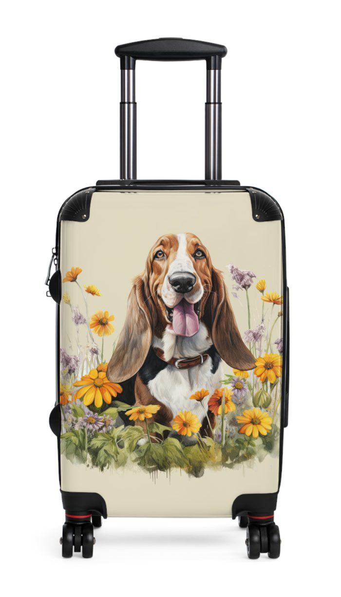 Stylish Basset Hound suitcase, a durable and elegant travel companion. Crafted with Basset Hound designs, it's the perfect luggage for hound enthusiasts on the go.