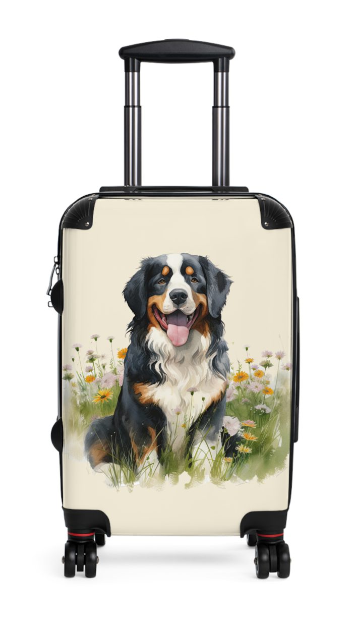 Alpine Bernese Mountain suitcase, a durable and charming travel companion. Crafted with Bernese Mountain designs, it's the perfect luggage for mountain enthusiasts on the go.