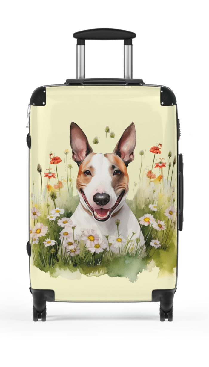 Bold Bull Terrier suitcase, a durable and faithful travel companion. Crafted with Bull Terrier designs, it's the perfect luggage for Bull Terrier enthusiasts on the go.