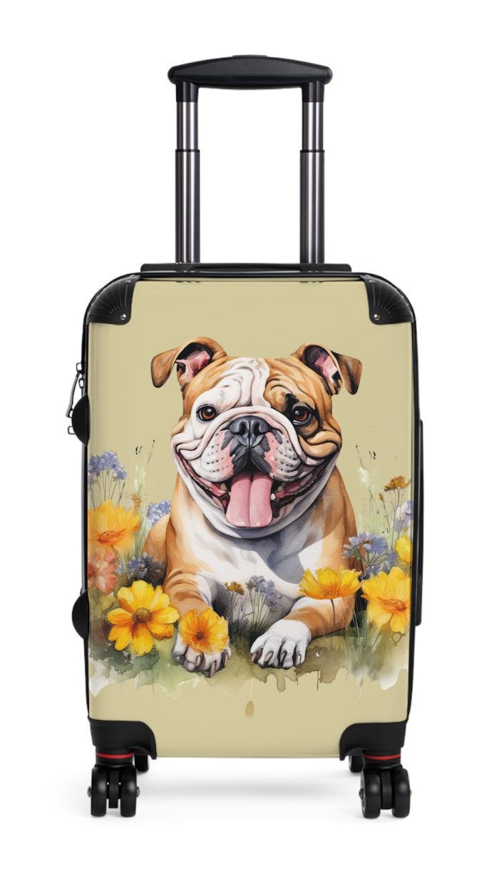 Charming Bulldog suitcase, a durable and delightful travel companion. Crafted with Bulldog designs, it's the perfect luggage for Bulldog enthusiasts on the go.