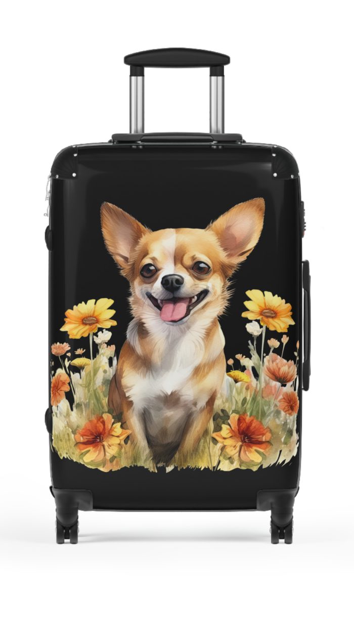 Chic Chihuahua suitcase, a durable and delightful travel companion. Crafted with Chihuahua designs, it's perfect for enthusiasts on the go.