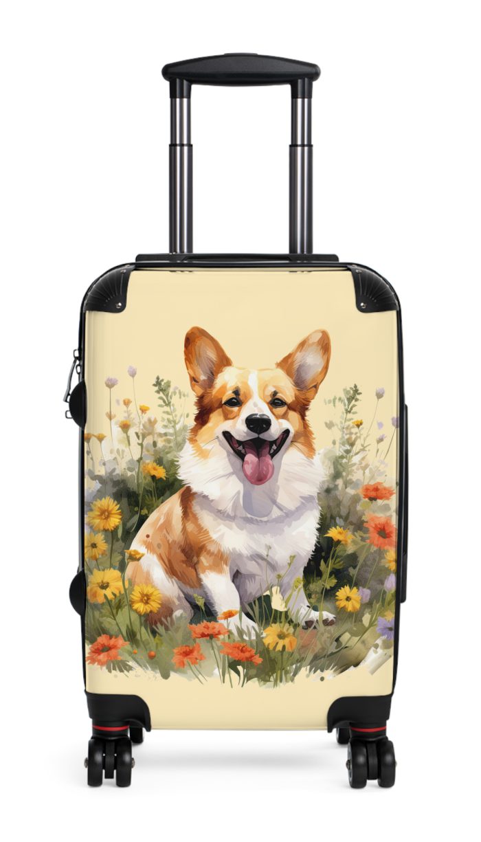 Whimsical Corgi suitcase, a durable and delightful travel companion. Crafted with Corgi designs, it's perfect for enthusiasts on the go.
