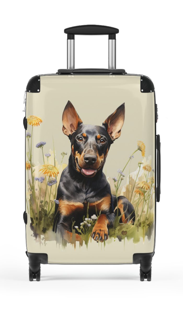 Powerful Doberman suitcase, a durable and elegant travel companion. Crafted with Doberman designs, it's perfect for enthusiasts on the go.