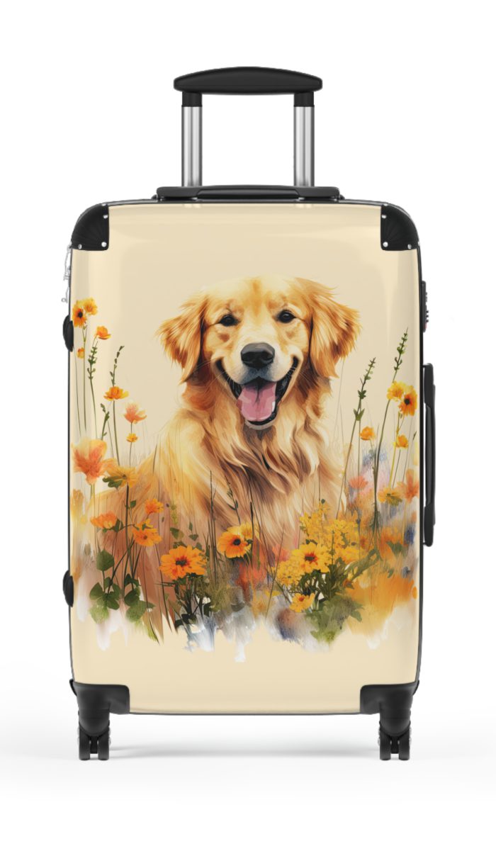 Joyful Golden Retriever suitcase, a durable and delightful travel companion. Crafted with Golden Retriever designs, it's perfect for enthusiasts on the go.