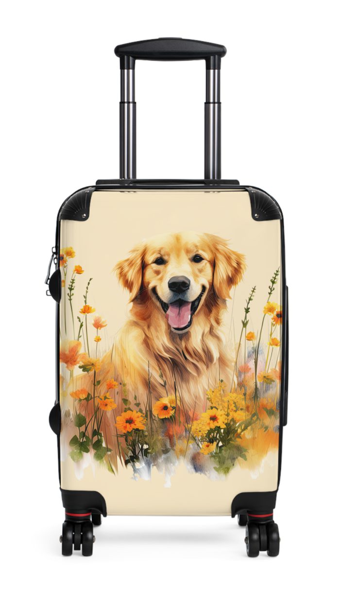 Joyful Golden Retriever suitcase, a durable and delightful travel companion. Crafted with Golden Retriever designs, it's perfect for enthusiasts on the go.