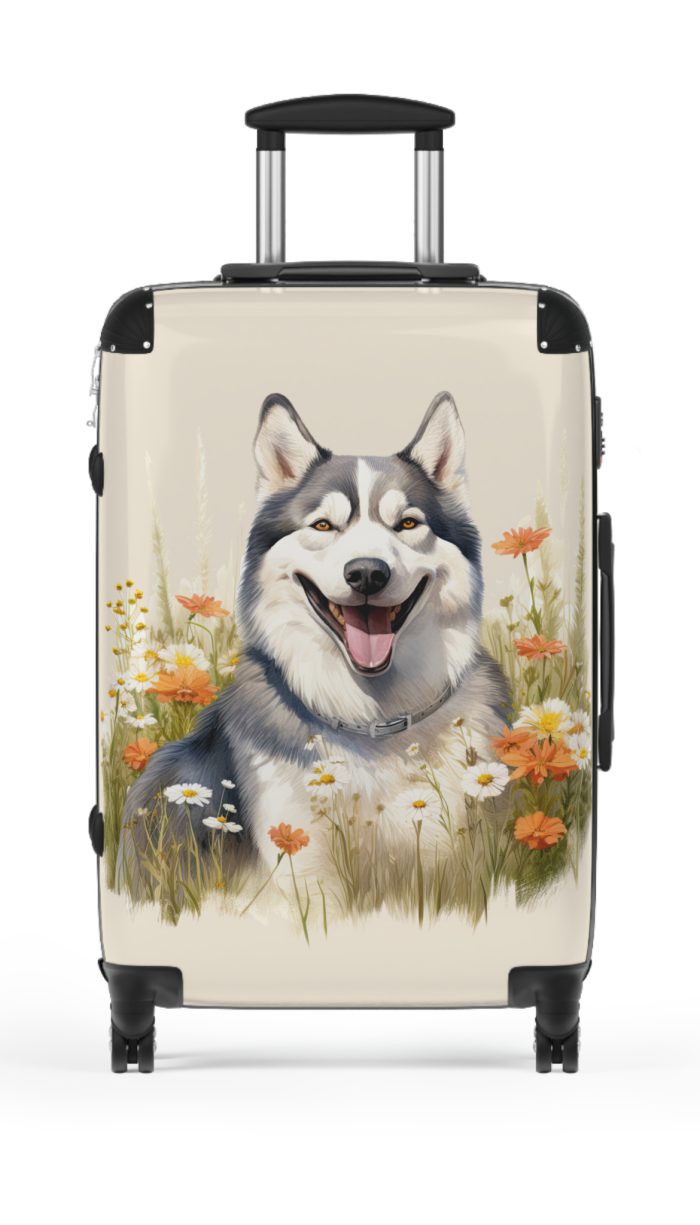 Arctic Husky suitcase, a durable and charming travel companion. Crafted with Husky designs, it's perfect for enthusiasts on the go.
