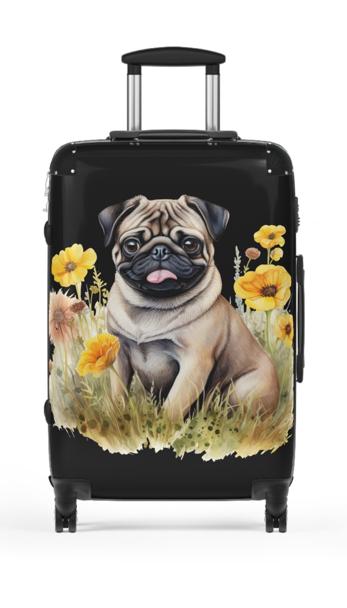 Charming Pug suitcase, a durable and delightful travel companion. Crafted with Pug designs, it's perfect for enthusiasts on the go.