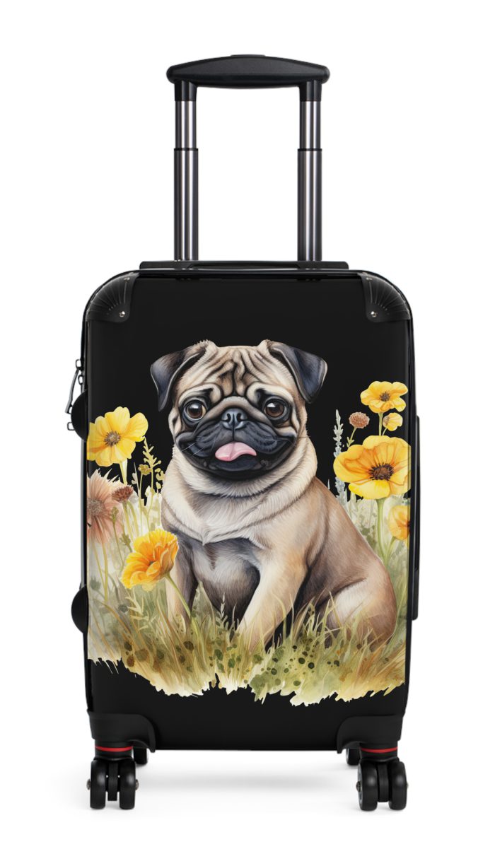 Charming Pug suitcase, a durable and delightful travel companion. Crafted with Pug designs, it's perfect for enthusiasts on the go.