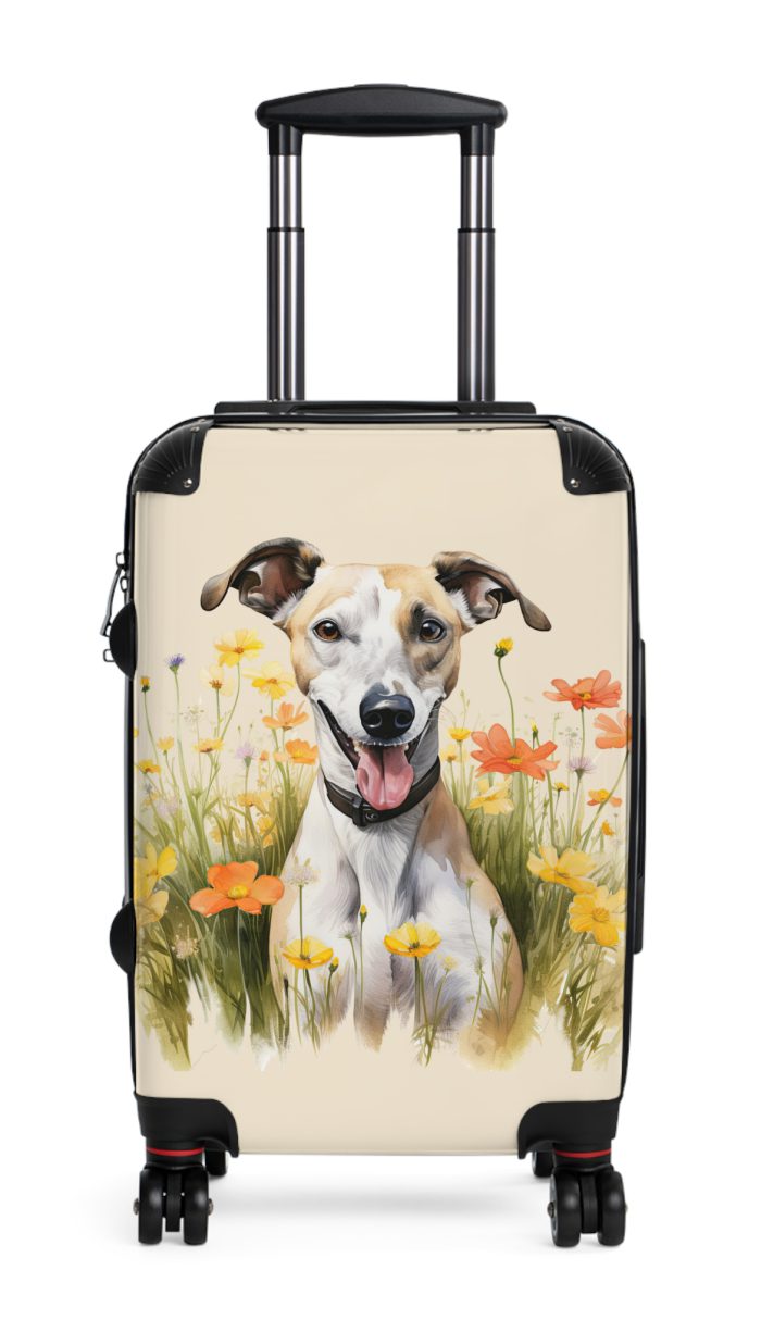 Elegant Whippet suitcase, a durable and graceful travel companion. Crafted with Whippet designs, it's perfect for enthusiasts on the go.