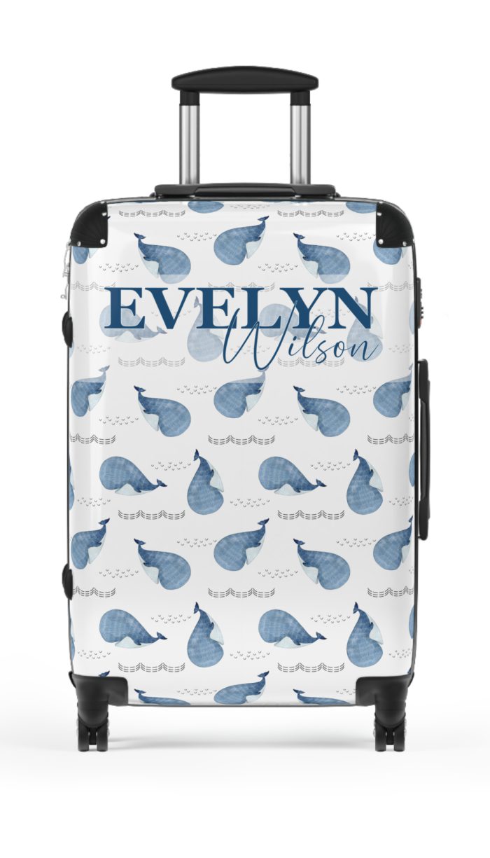 Whale Custom Suitcase - A personalized travel companion featuring charming whale designs.