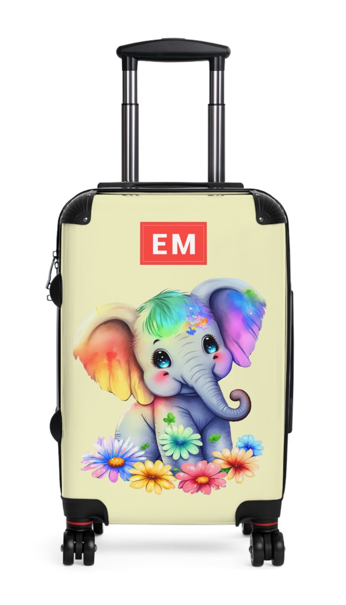 Custom Baby Elephant Suitcase - Personalized kids' luggage with a charming elephant design, the perfect travel companion.