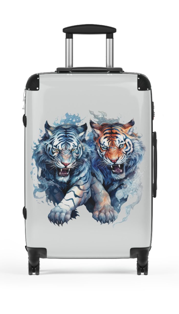 Fantasy Tiger Suitcase - Elevate your travels with this whimsically designed suitcase featuring a captivating fantasy tiger motif.