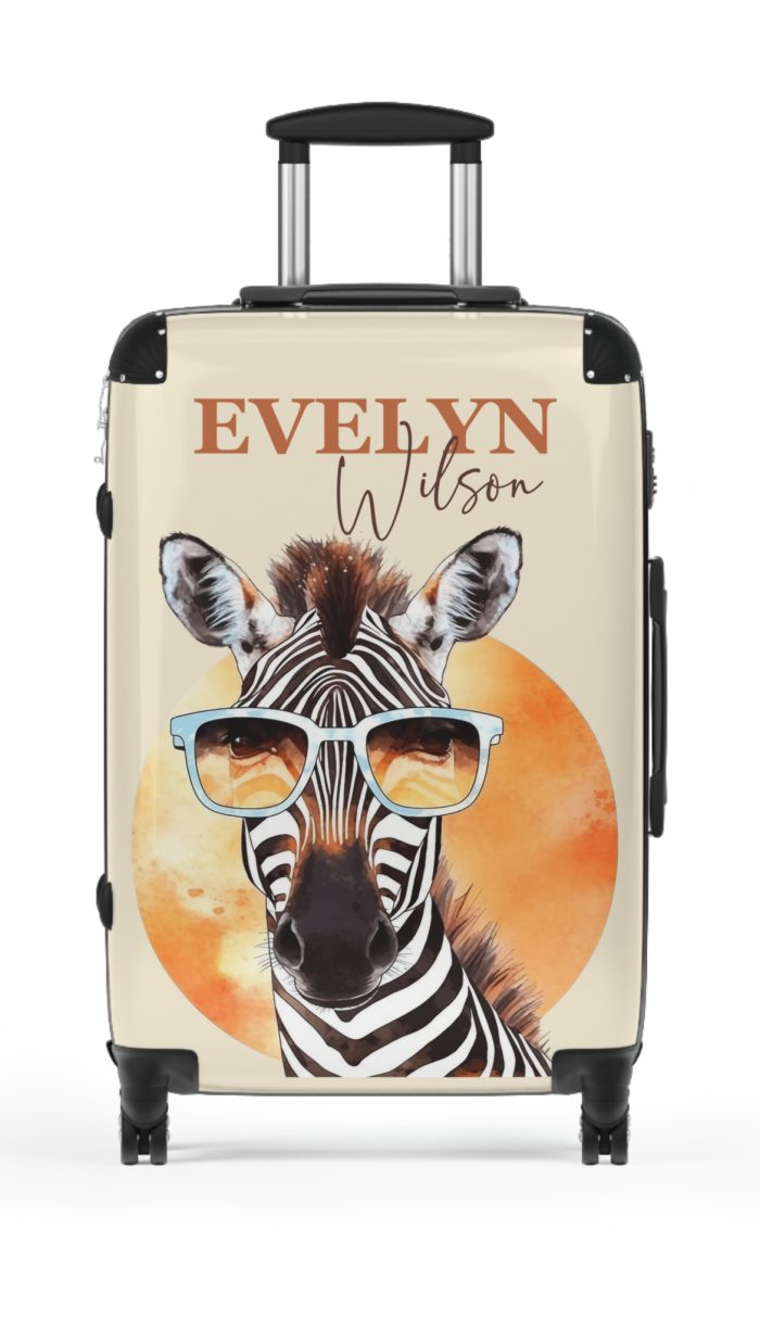 Custom Cute Zebra Suitcase - Adorable and personalized travel companion with a charming zebra design for a delightful journey.