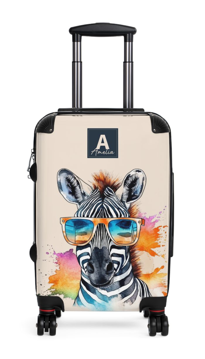 Custom Cute Zebra Suitcase - Adorable and personalized travel companion with a charming zebra design for a delightful journey.