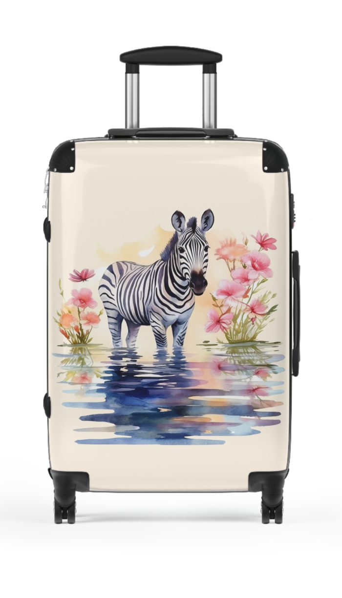 Watercolor Zebra Suitcase - A travel companion featuring a stunning watercolor zebra design for a blend of style and functionality.