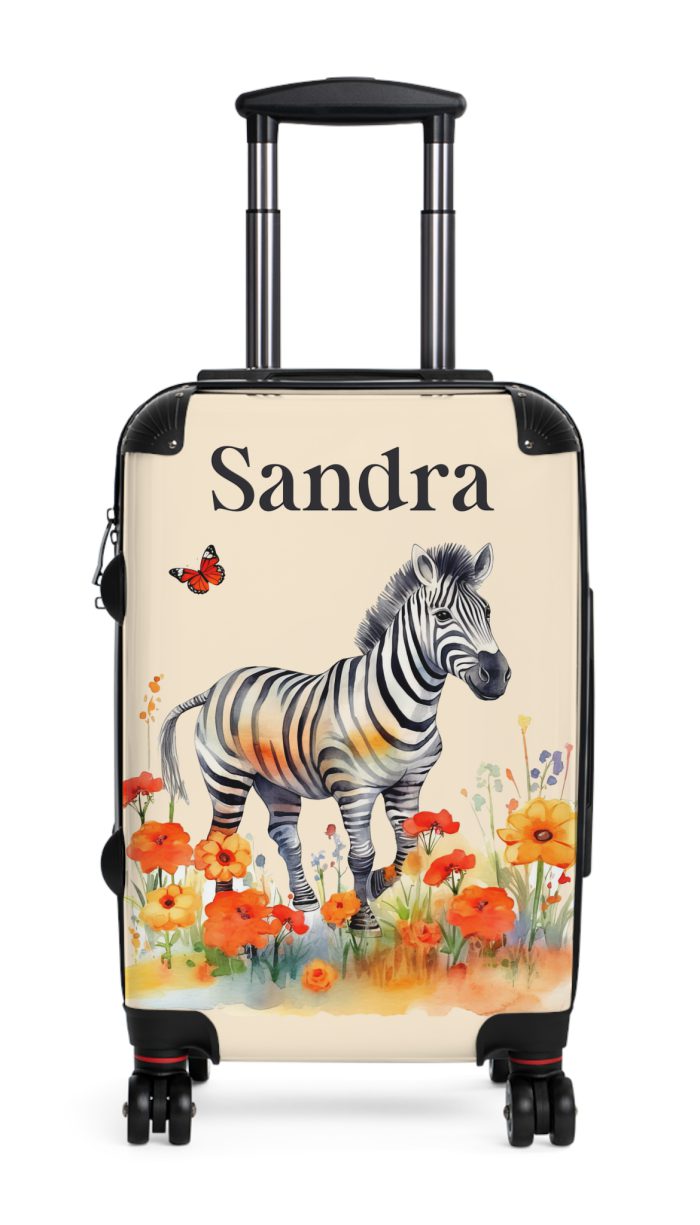 Zebra Custom Suitcase - A unique and personalized travel companion featuring a striking zebra design for a touch of wild elegance.