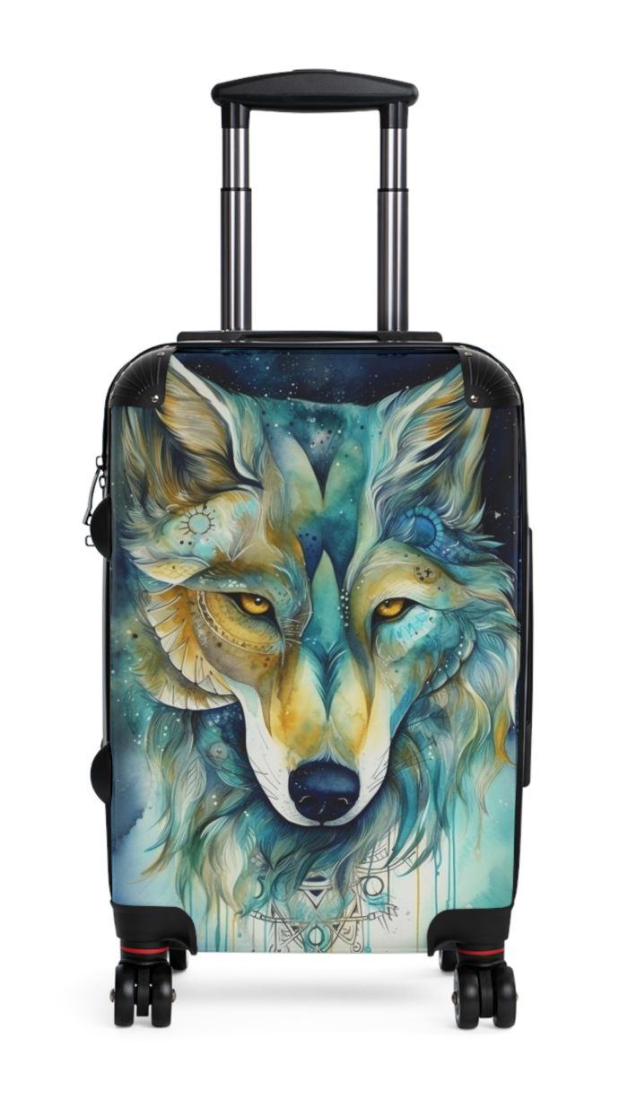 Celestial Wolf Suitcase - A unique and stylish travel companion adorned with celestial elements for cosmic explorers.