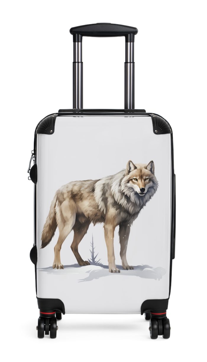 Snowy Wolf Suitcase - Stylish and sturdy luggage featuring a captivating snowy wolf design for your winter journeys.