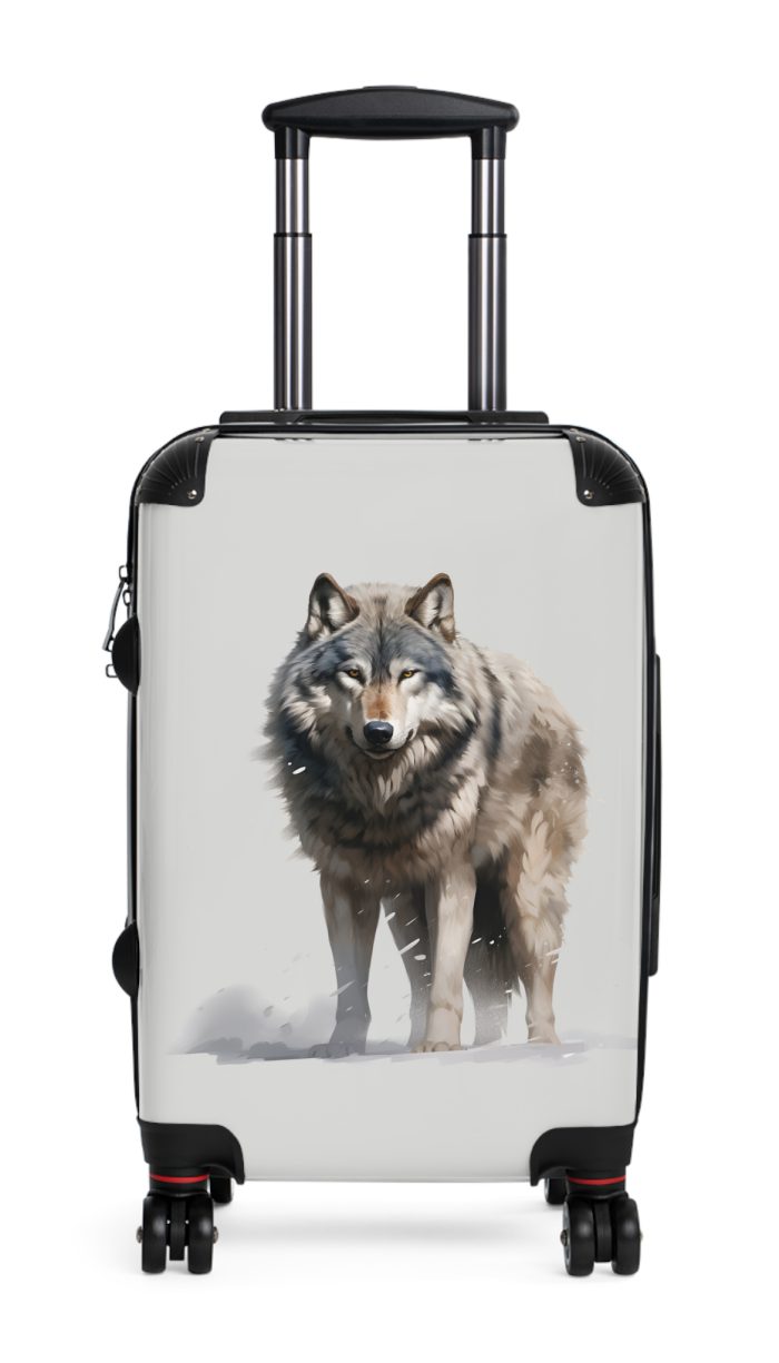 Snowy Wolf Suitcase - Stylish and sturdy luggage featuring a captivating snowy wolf design for your winter journeys.