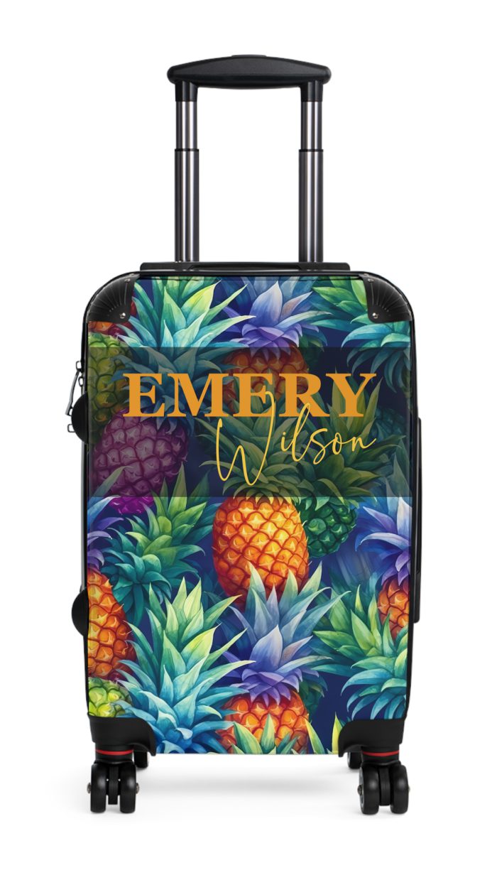 Custom Pineapple Suitcase - A vibrant and personalized travel essential with tropical pineapple design for a stylish journey.
