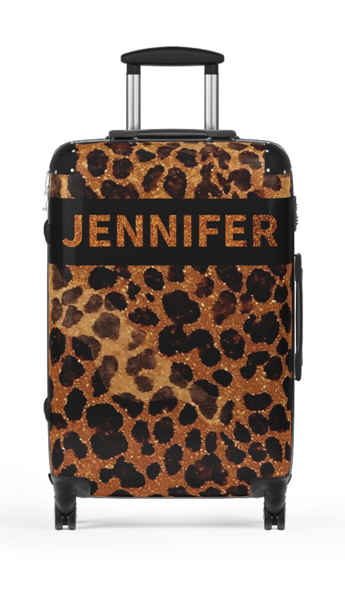Custom Leopard Print Suitcase - A fashion-forward luggage piece featuring a stylish leopard print for the adventurous and trend-conscious traveler.