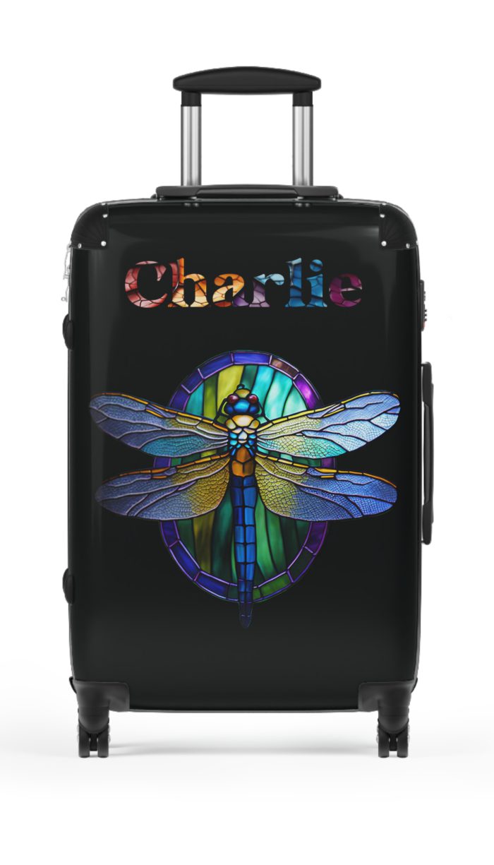 Dragonfly Custom Suitcase - A personalized travel essential adorned with delicate dragonfly motifs, seamlessly blending style and functionality.