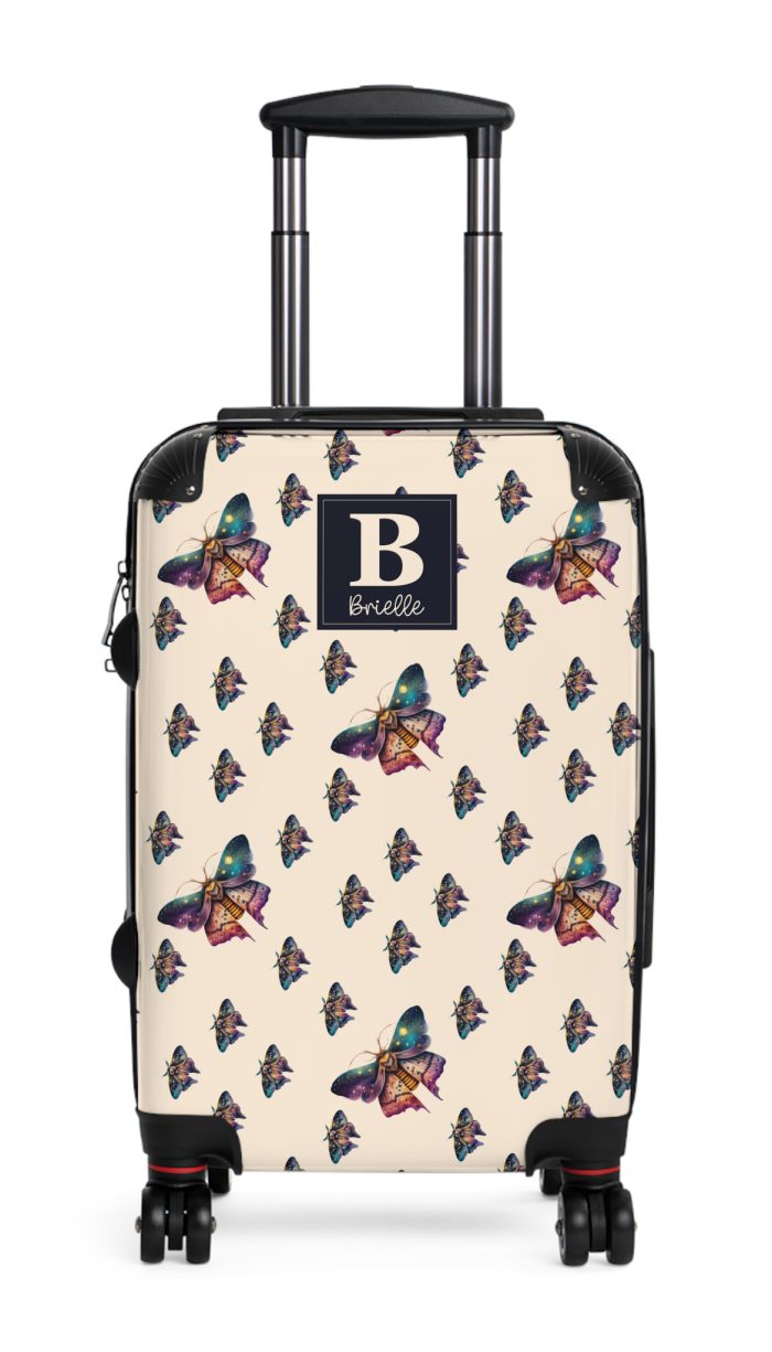 Mystical Moth Custom Suitcase - A bewitching travel companion adorned with ethereal moth motifs, seamlessly combining magic and practicality.