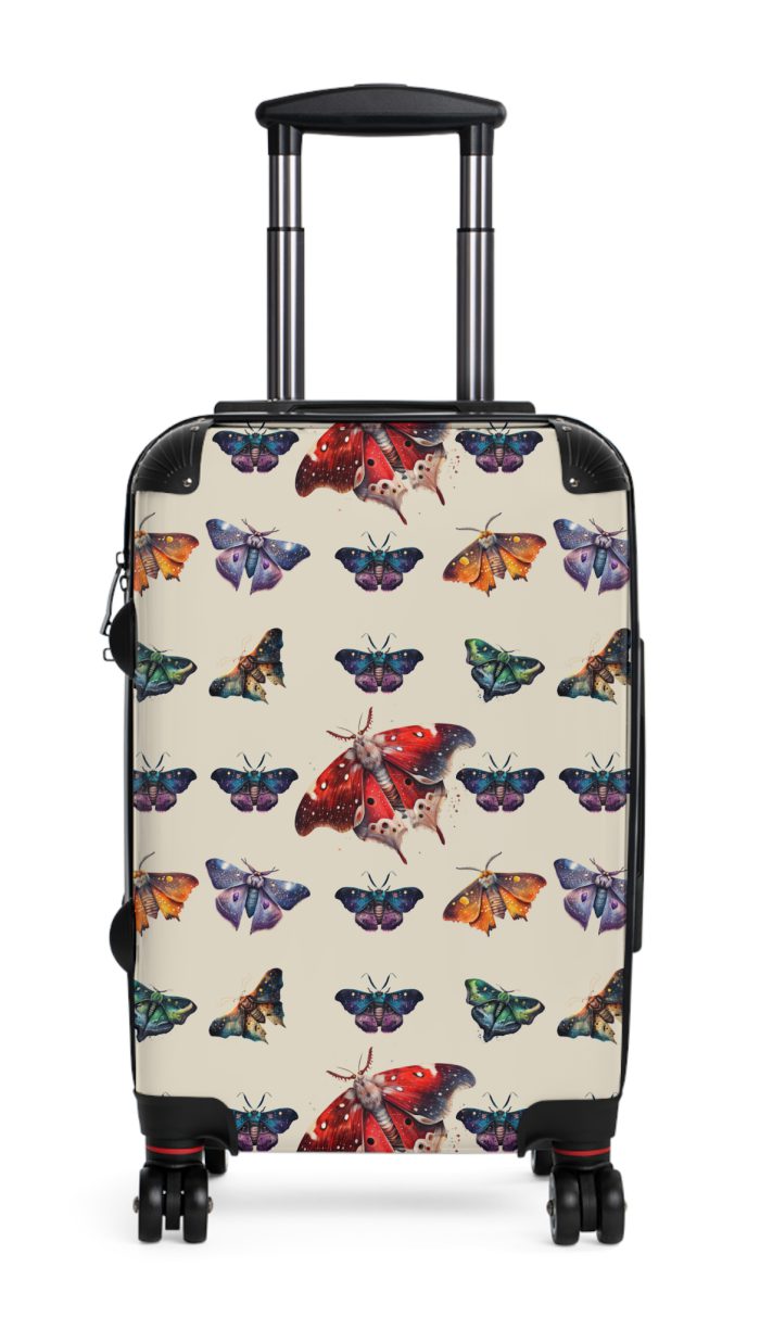 Mystical Moth Suitcase - A travel companion adorned with enchanting moth motifs, blending style with convenience for a magical journey.