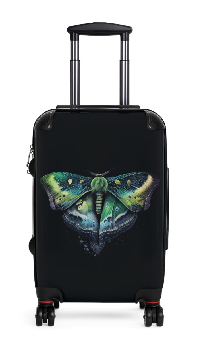 Mystical Moth Suitcase - A travel companion adorned with enchanting moth motifs, blending style with convenience for a magical journey.