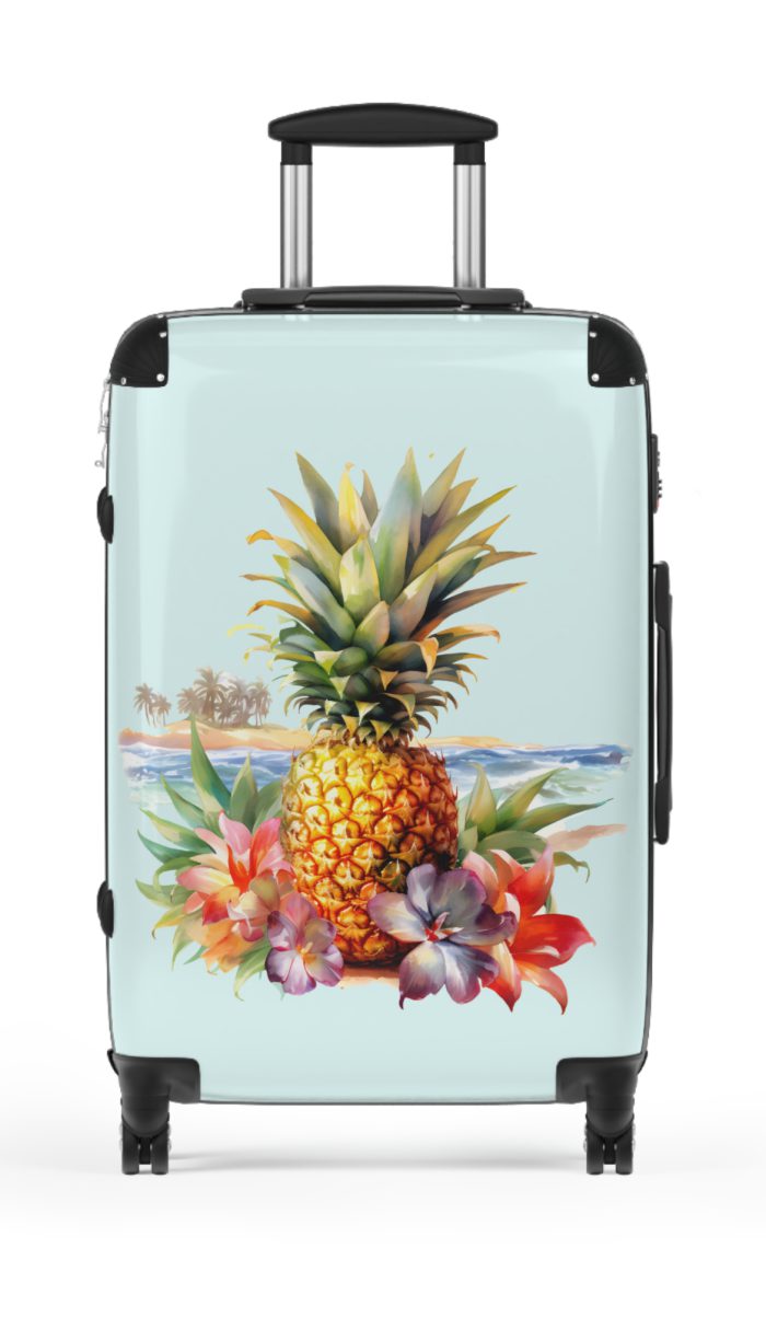 Hawaiian Pineapple Suitcase - A stylish and durable travel companion adorned with a vibrant pineapple design for a touch of island charm.