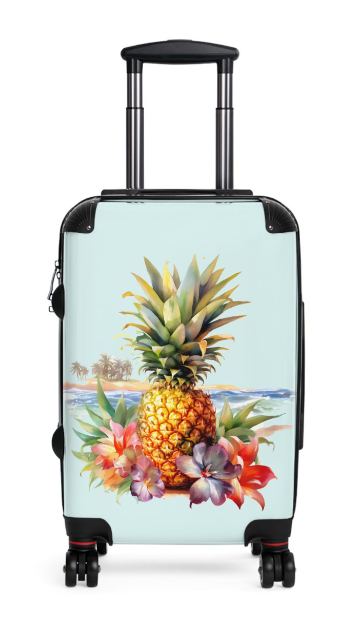 Hawaiian Pineapple Suitcase - A stylish and durable travel companion adorned with a vibrant pineapple design for a touch of island charm.